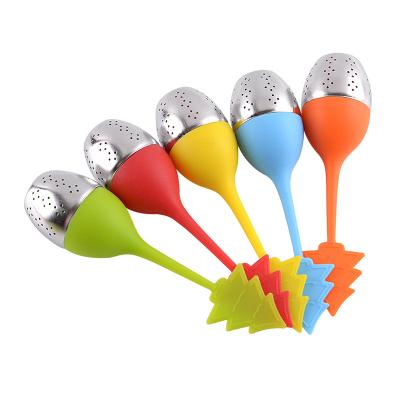 China PORTABLE Christmas Tree Silicone Food Grade Stainless Steel Wire Mesh Tea Filter Tea Infuser Strainer for sale