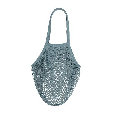 China Eco-friendly Gray Gray Cotton Reusable Mesh Net Handle Shopping Bags Produce Bags Grocery Bags With Handle For Vegetable And Fruit for sale