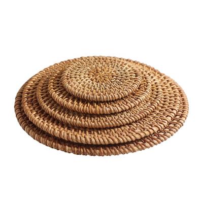 China Sustainable Hand Craft Raw Rattan Vine 8 cm 10cm 18cm Vietnam Dish Cup Anti-heat Tableware Rack Mat Coaster for sale