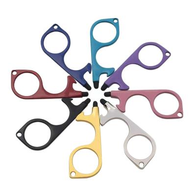 China Portable Personal Protective Rubber Bottle Opener Touchless Clean Germ Free Key Ring Hygiene Hand Germ Free Tool Door EDC Push Button for sale