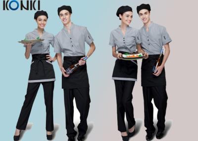 China Trendy Restaurant Uniforms For Restaurant Staff / V Neck Shirt And Pants for sale