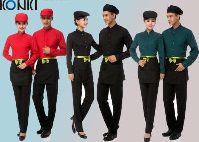 Chine Uniformes frais de personnel de restaurant avec la longs chemise et pantalon de douille de couleur solide à vendre