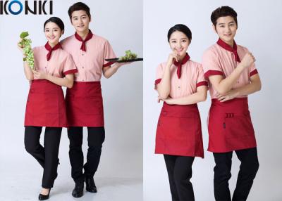 China Stripe Shirt Restaurant Staff Uniforms Embroidered Workwear For Women for sale