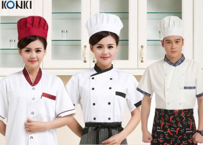 China Kontrastieren Sie der Farbmann-/-Frauen Chef-Uniform-kurzen Ärmel für Küche zu verkaufen