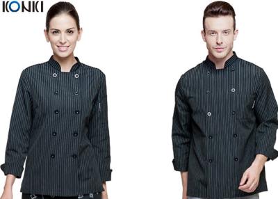 Chine L'uniforme personnalisé de cuisinier de chef, le chef blanc/noir enduit de la double rayure de Breasted à vendre