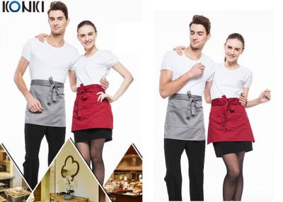 China Woven Cotton Cute Cooking Aprons , Short Red Apron For Men And Women for sale