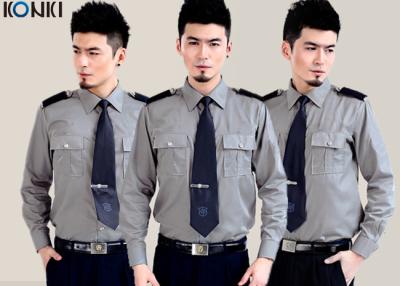 China Cotton Grey Security Guard Uniform With Long Sleeve Work Shirts for sale