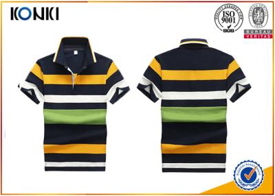 China 200 Grams 100% Cotton Stripes Print Style Customized Embroidered Polo Shirts For Mens for sale