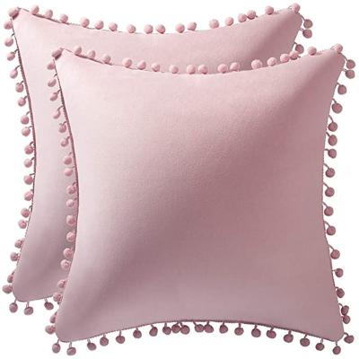 China PORTABLE Home Decoration Fur Ball Lace Soft Pillow Case Sofa Pillowcase for sale