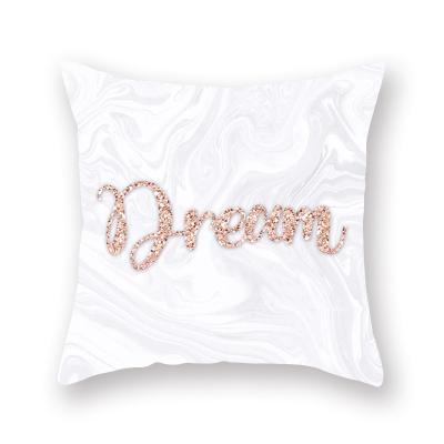 China PORTABLE 100% Polyester Peach Skin Rose Gold Powder Pink Flower Digital Printing Sofa Cushion Throw Cushion Cover Pillow Case for sale