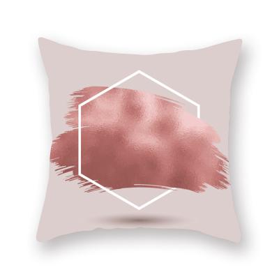 China PORTABLE border hot sale rose gold geometric series pillow case digital printing car pillow wholesale for sale