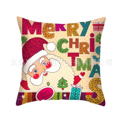 China 100% Polyester PORTABLE Christmas Theme Printed Cushion Cover Santa Claus Throw Pillowcase for sale