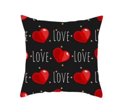 China PORTABLE Red Black Valentine's Day Plaid Canvas Sofa Cushion Cover for sale