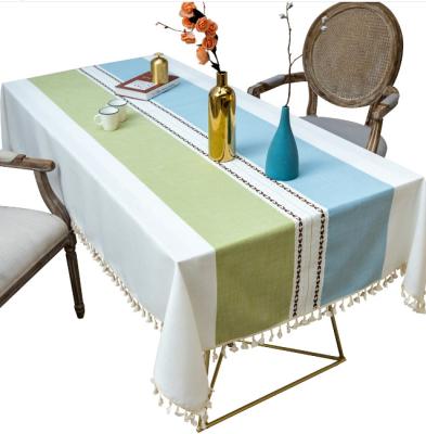 China Waterproof 70% Oil Free Waterproof 30%Polyester Linen Tablecloth Cover With Pattern For Dining Table for sale