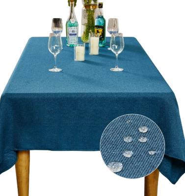 China Various Waterproof Promotional Goods Using Handmade Kitchen And Dining Wipeable Linen Polyester Table Cloth for sale