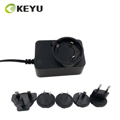 China RoHS& Interchangeable REACH Power Adapter 12V 1A 5V 2A 12W Power Adapter With USA/Australia/Europe/UK Plugs for sale