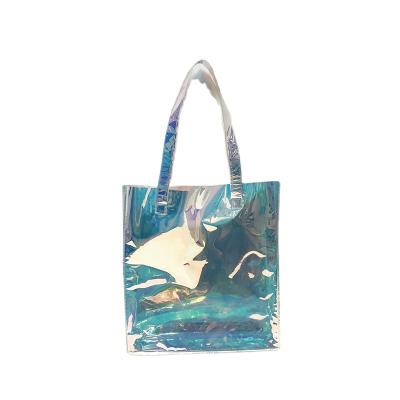 China Custom High Quality Custom Made Water Proof PVC Laser Tote Bag Cheap Colorful Shoulder Tote Handbag for sale