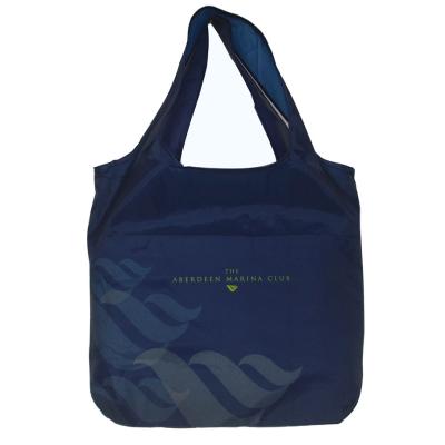 China Navy bule vest tote fabric recyle polyester handled collapsible bag for Aberdeen marina club for sale