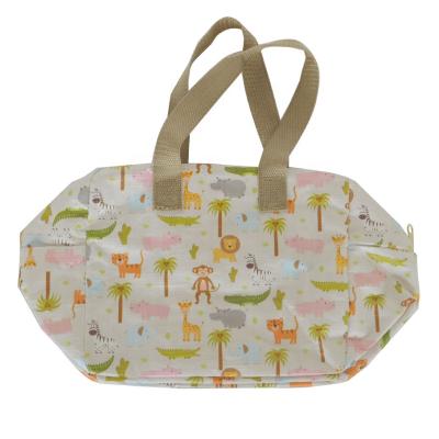 China Zoo Animals Folding Pattern Designed Printing Lunch Box Carry Bag Polypropylene Zipper PP Woven Sack for sale