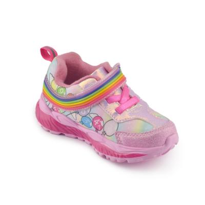 China Cushioning Girls Wholesale Mesh Running Shoes Breathable Casual Kids Rainbow for sale