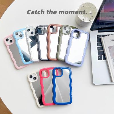 China Shockproof For iPhone11 12 pro Max Plus 13 14 Fashion Mobile Phone Case Simple Mirror Wave Pattern Inclusive Protective Case for sale