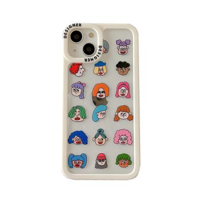 China Cartoon character shockproof cute avatar transparent acrylic cell phone case for iphone14promax/13pro/12 protective cover case for sale