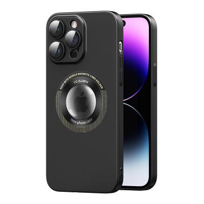 China New Fashion Shockproof Logo Hole For iPhone 11 12 pro Max Plus Magnetic Lens Protector Anti-burst Back Cover Phone Cases 13 14 for sale