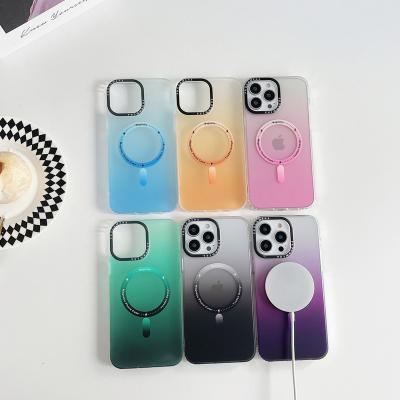 China Shockproof For iPhone 14 pro Max Gradient Aurora Slim Matte Magnetic For Magsafe Phone Case For iPhone 11 12 13 14 pro Max Shockproof Cove for sale