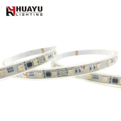 China Hotel Low Voltage DC 24V SMD 5050 60 Diodes / Meter DMX 512 LED Flexible Strip 10 Pixels/m RGBW With Programmable IC for sale