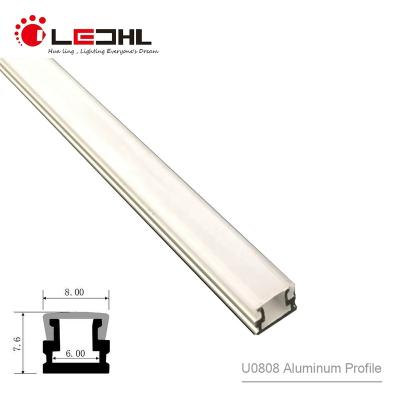 China door & Window Recessed U Type 0808 LED Aluminum Profile For LED Strip Light With Milky PC Diffused Cover for sale