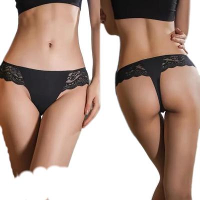 China Hot Selling Antibacterial Lace Sexy Women's Yoga Underwear Briefs Breathable Ice Silk Hip Lift Plus Size Panties for sale