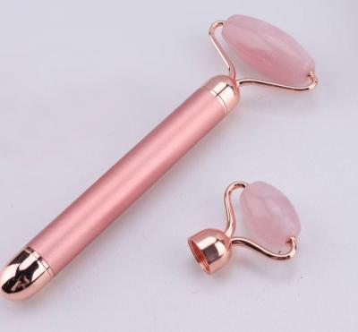 China Face Lift 2 in 1 Electric Jade Roller Vibrating Facial Roller for Face Massage Rose Quartz Roller for sale