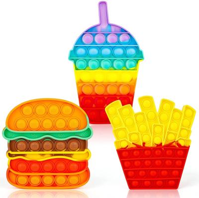 China Relaxing Toys Stirring Toys Set Push Noise Bubble The Sensory Stirring Person Toy 3 Packs For Kids Adults Hamburger&Fries&Coke Cup Shapes for sale