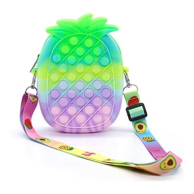 China Busy Person Toy For Autism Hot Sell Rainbow Push Noise Bubble Pineapple Busy Person Bag Coin Purse From Busy Person Shoulder Bag for sale