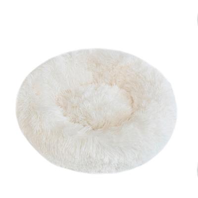 China Super Soft Long Travel Dog Bed Plush Donut Around Dog Kennel Cushion Mat Winter Warm Dog Bed Comfortable Fluffy Bed for sale