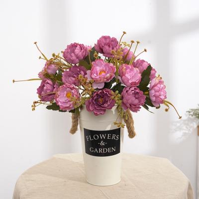 China Wedding Wholesale /Home Decoration Flower Peony Artificial Flower Bouquet Sale Silk Flower For Indoor Decor Wedding Home Decoration for sale