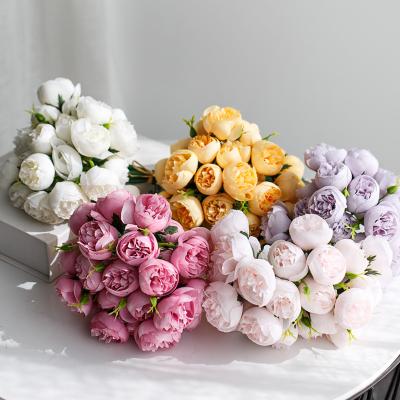 China Home.Restaurant.Bar.Hotel.Wedding Photographic Props Wholesale Wedding Decorative Artificial Peony Small Bundle Bride Holding Flower Bouquet for sale