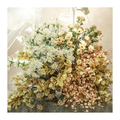 China Wedding Champagne White Silk Series Wedding Party Flower Arrangements Artificial Flower For Wall Stage Decoration for sale