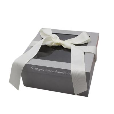 China Recycled Materials INS Wind Square PVC Transparent Packaging Creative Flowers Open Window Gift Box Bride Hand Gift Box for sale