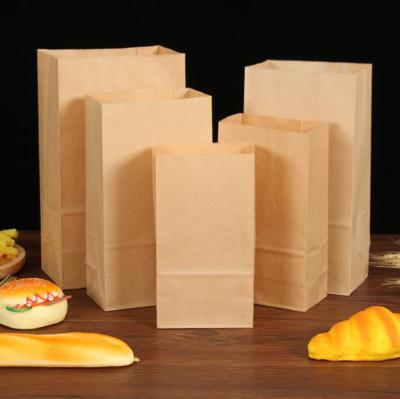 China Materials Factory Sales Recycled Mouth Baking Breakfast Oil Proof Flat Paper Bags Customized Square Bottom Kraft Paper Bags for sale