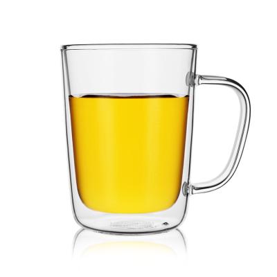 China Wholesale Borosilicate 320ml Heat Resistant Double Wall Double Cup Glass Coffee Mug for sale