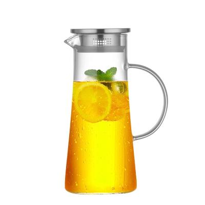 China Household Large Capacity Sustainable Water Bottle Set High Temperature Resistant Water Pots Cold And Hot Glass Water Pitcher for sale