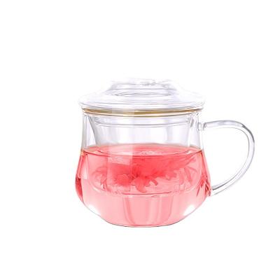 China Viable Home Flower Tea Avalible Restaurant Hotel Glass Cup With Filter 2021 Hot Sale Borosilicate Handcrafted Cups And Saucers for sale