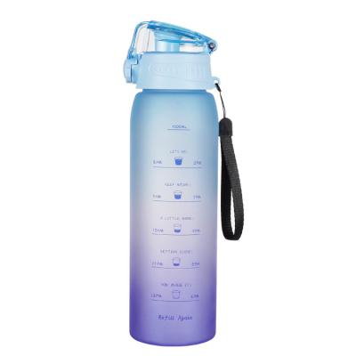 China 2021 32oz 1L Viable Marker Leak Proof Tritan Motivational Bicycle Product Tritan Sport Frosted Plastic Water Bottle BPA Free for sale