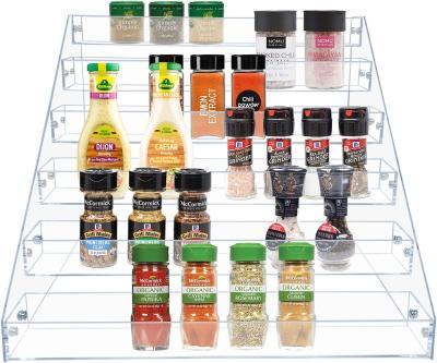 China Eco-friendly Transparent Acrylic Vertical Supermarket Layered Kitchen Organizers Shelves Supermarket Countertops Display Racks Spice Rack for sale