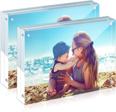 China Decorative Acrylic Photo Frame Picture Frame Custom Picture Display Desktop Crystal Magnetic Transparent Material Eco-friendly Frame for sale