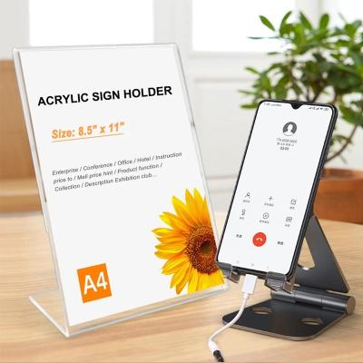 China Advertising ODM Customized Acrylic Clear Business Conference A4 Sign Holder Acrylic Sign Holder Sign Holder 8.5 x 11 for sale