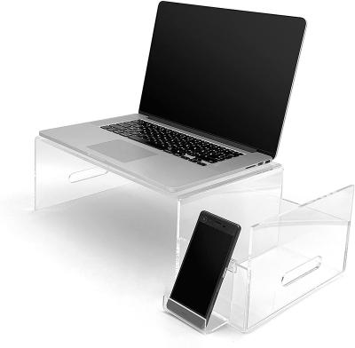 China Eco-friendly Material Laptop Stand For Bed Desk And Laptop Desk Stand Acrylic Computer Stand With Storage Box for sale