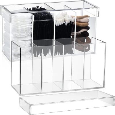 China Hot Selling Acrylic Cosmetic Brush Holder Stored Storage Box Makeup Professional Custom Small Transparent Storage Box for sale