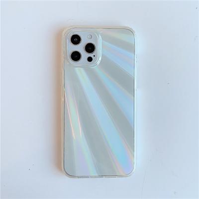 China Hotsale Fashion Colorful Laser Aurora Edge Shockproof Soft Case Acrylic Back Cover For Iphone 12 11 Pro X Max Xr Xs Max for sale